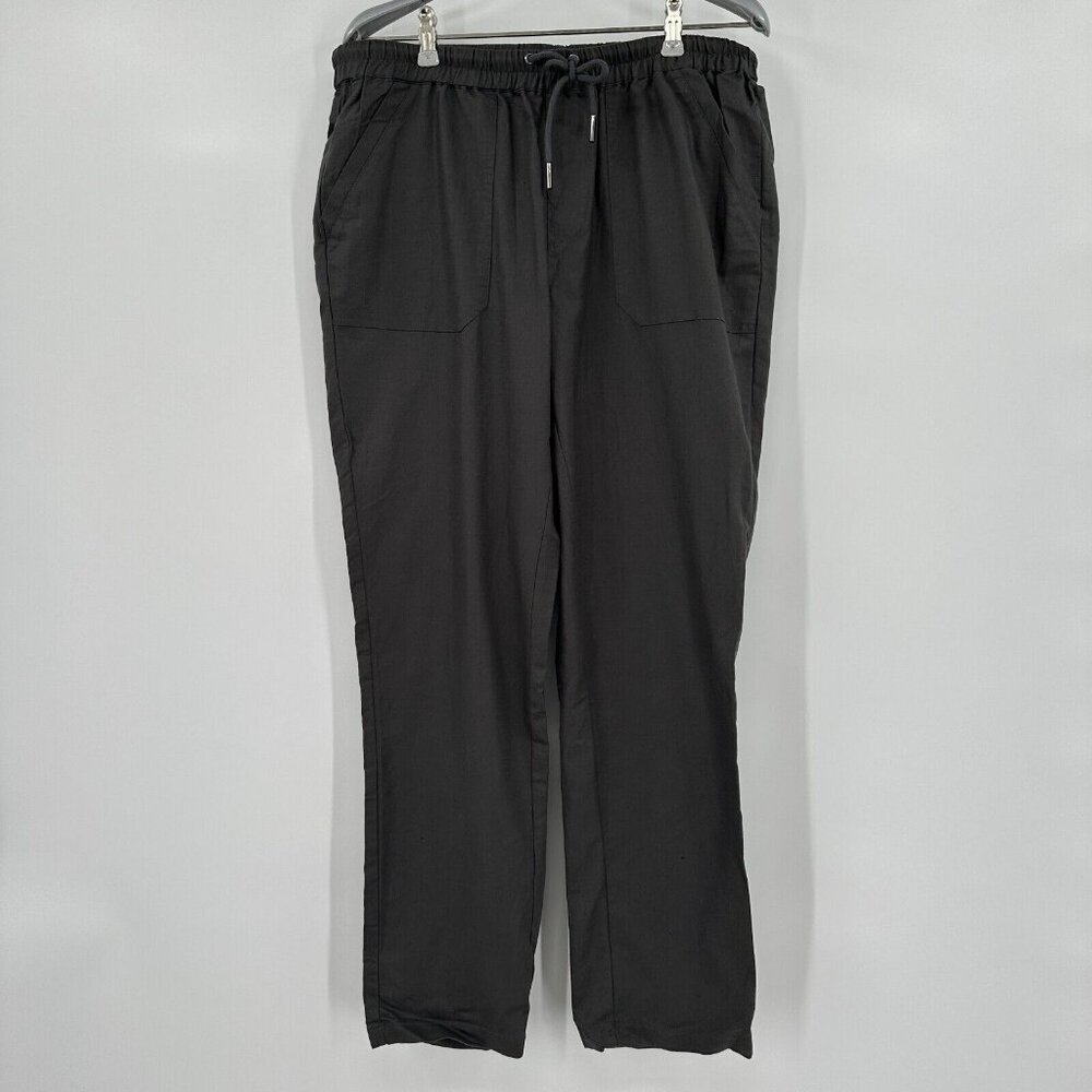 Quince Organic Cotton Linen Twill Straight Leg Pant Charcoal Gray sz M Women's